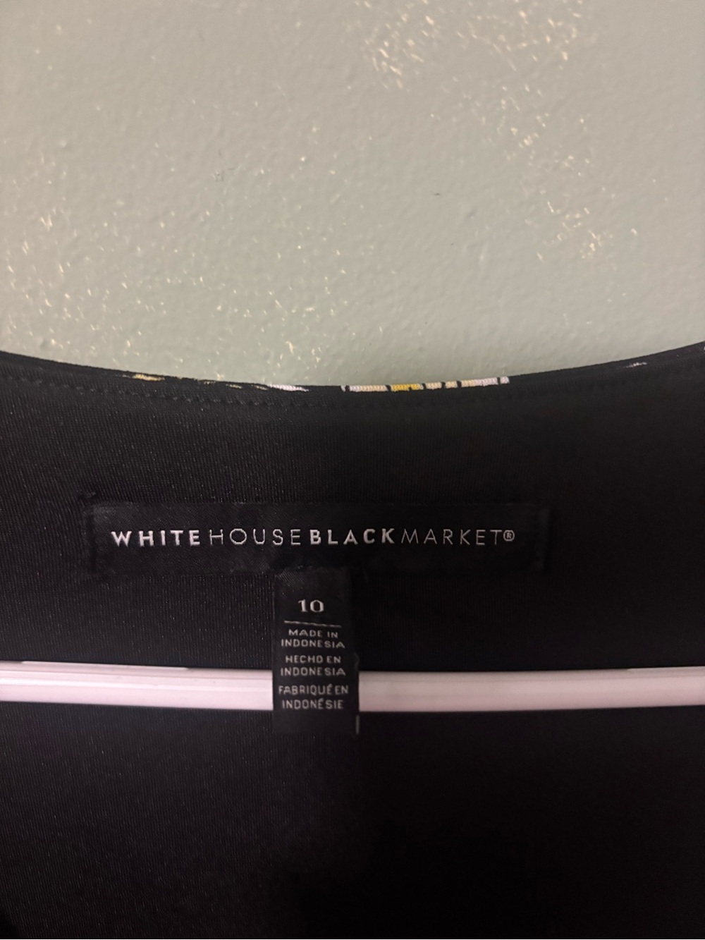 White House Black Market Black Floral Faux-Wrap Midi Dress with Yellow Accents - Picture 2 of 4